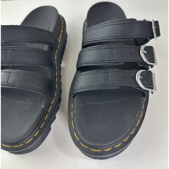 Dr Doc Martens Black Blaire Slides Buckle Strap Sandals Women's US Size 8 Shoes - Picture 13 of 16